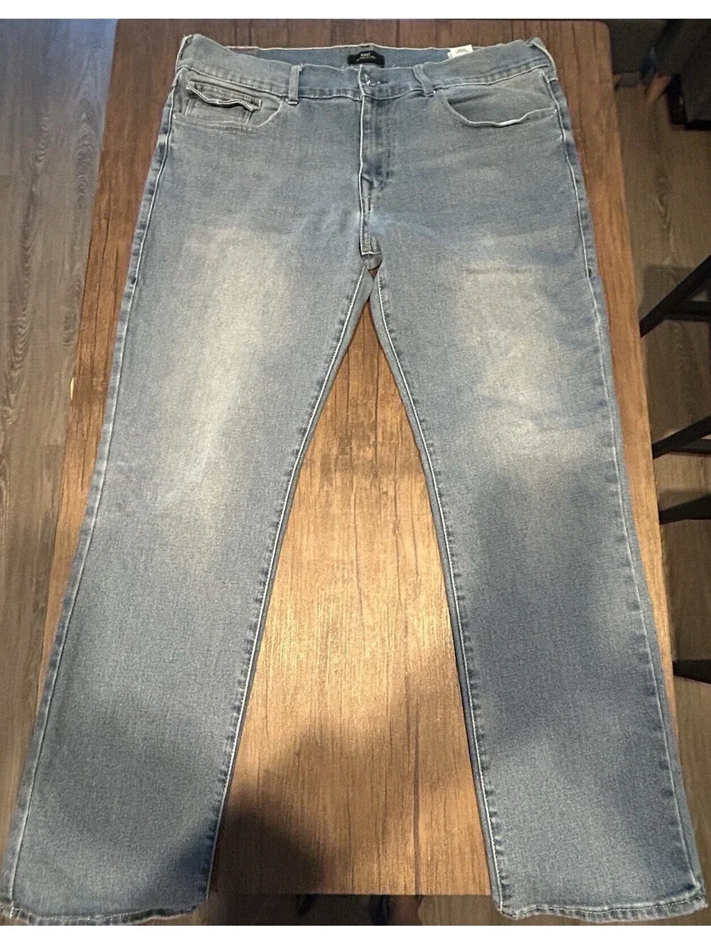 True Religion Ricky Relaxed Straight Jeans Mens 38 Light Wash Flap Pocket Denim